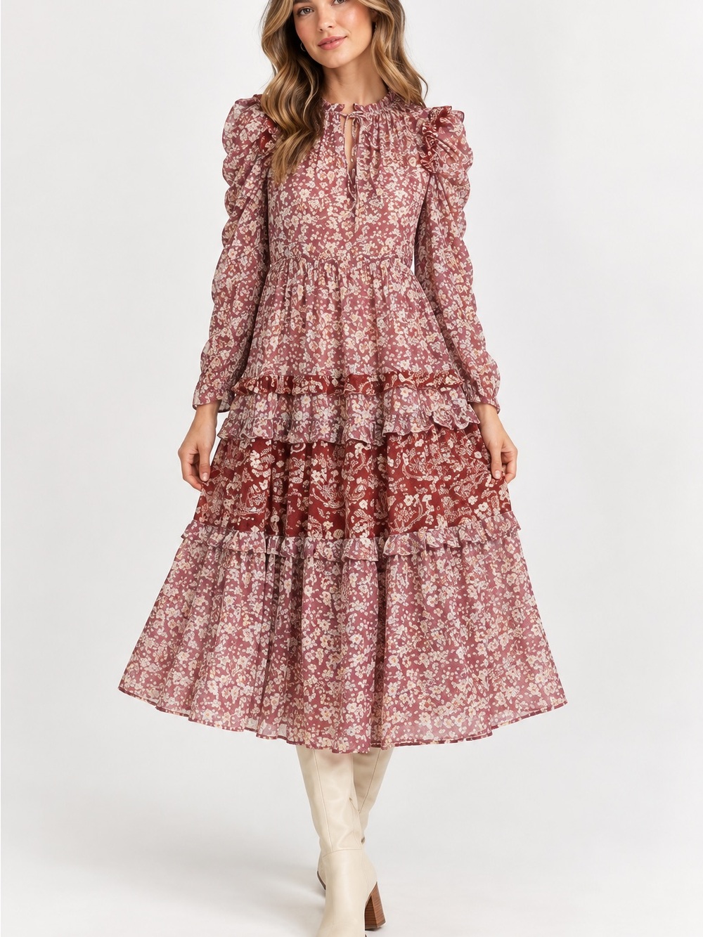 Anthropologie En Saison Floral Tiered Maxi Dress Size Small